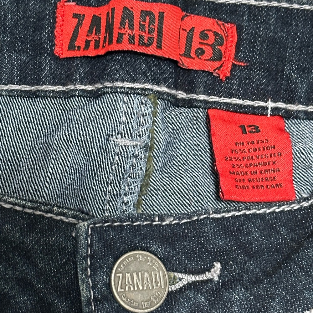 ZANADI 13 Regular 32 x 32 Pants Jeans Dark Navy Blue Denim Straight Stretch - Picture 10 of 11